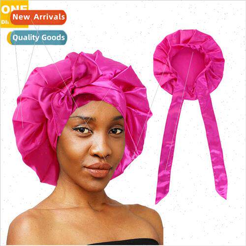 Sateen Floppy Sleeping Hat Bow Round Hat Women Hair Care Hat