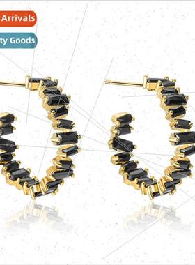 Korea new irregular zirconia circle cold wind earrings simpl