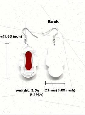 Funny sanary pad pendant dangling earrings zinc alloy jewell