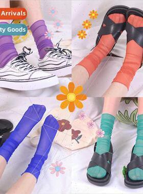 ins hyunya retro colorful transparent summer thin socks mid-