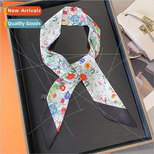 strip small scarf fashion silk Retro versatile printed