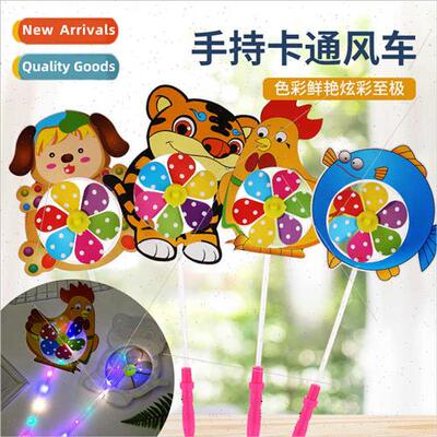 Glowing cartoon windmill night market stall children outdoor