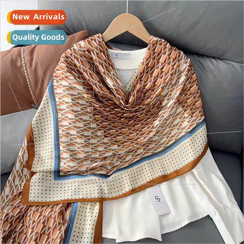 New Korean geometric cotton linen scarf female Yangqi hundre