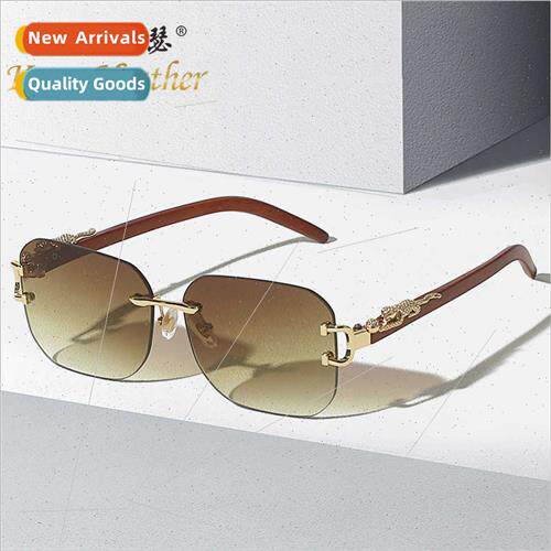Leopard head rimless sunglasses 3002 Europe INS fashion sung