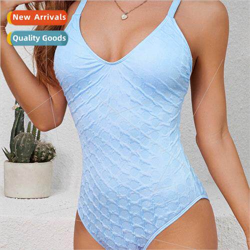 2024Europe new special fabric jacquard one-piece swimsu sexy