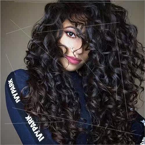 African Small Curly Wig Europe Wigs Ladies Long Curly Hair B