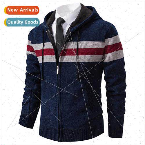 2023 winter new men wool fashion clothing kn cardigan hooded