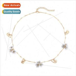luxury fashion flower Korea neck alloy light zinc Japan wild