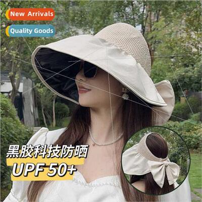 Summer semi-hollow top straw sun hat vinyl sunscreen inner l