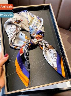 Starry blue navy blue spring fall thin shawl silk scarf air-