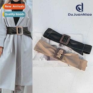 Women fall winter belt wide versatile dress skirt decorative