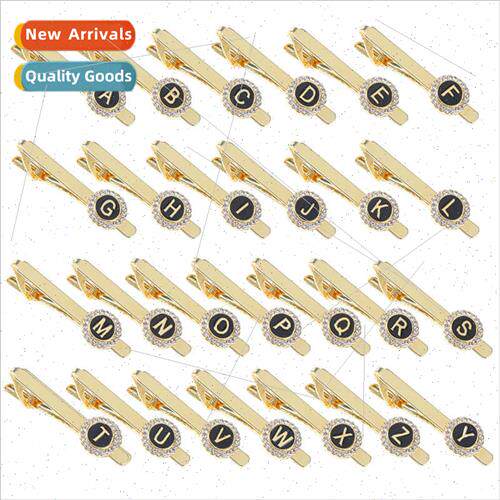 new round diamond French su tie clip men 26 English letters