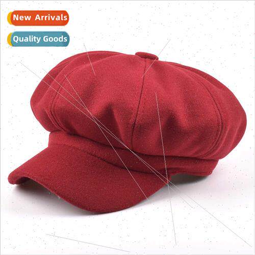 Autumn winter new hat Ms. solid color wool beret female retr