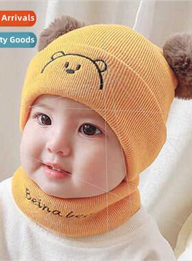 Bena bear winter new baby wool cap bear baby bib set warm ch