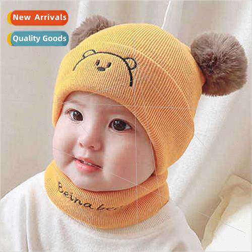 Bena bear winter new baby wool cap bear baby bib set warm ch