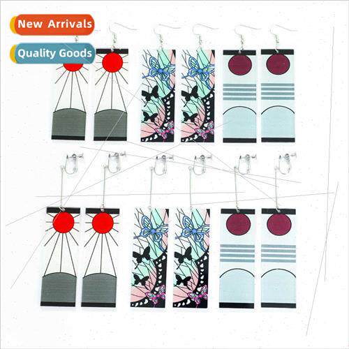 Secondary anime  ghost destroyed blade charcoal rou earrings