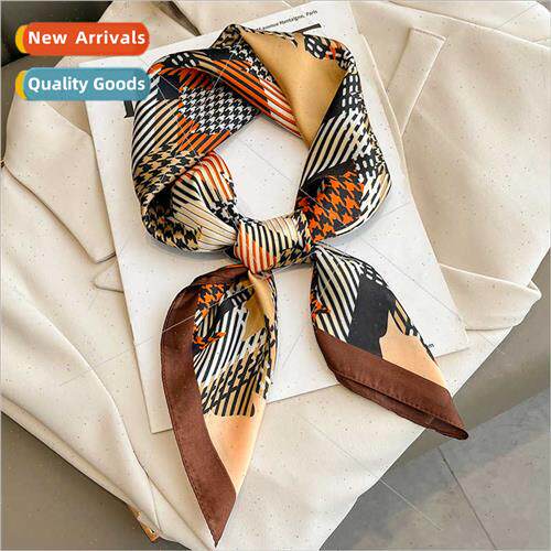 Korean  thousbirds grid fashion simulation silk scarf female