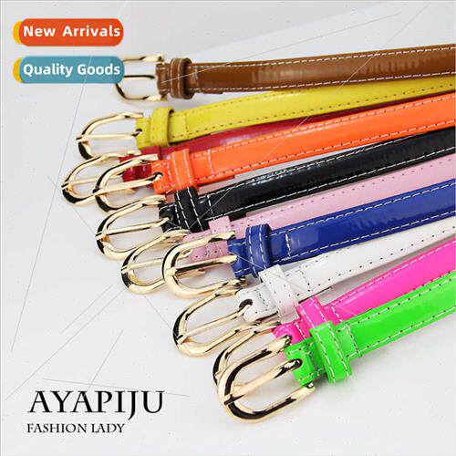 Women belt Korean wild women lacquer thickened thin belt pin