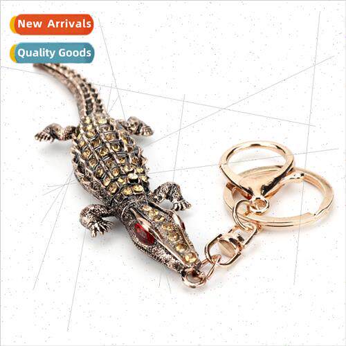 Fashion keychain wh diamonds red-eyed lizard key pendant met