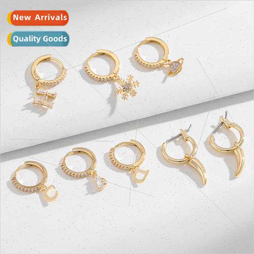 Copper Plated Earrings Finish Fashion Earrings Set Letter Sn