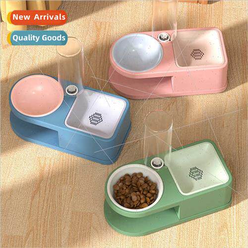 New cat bowl not wet mouth automatic water reservoir feeder
