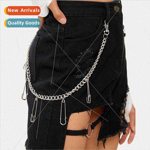 Europe punk nd thick chain stainless steel curve pin hundred