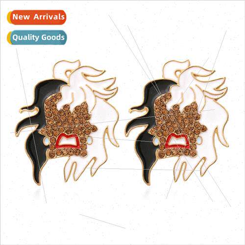 Fashion alloy oil drop color blocking black whe hair earring