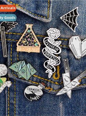 Dandelion Rose Dagger Match Enamel Beaker Pin Cowboy Badge C