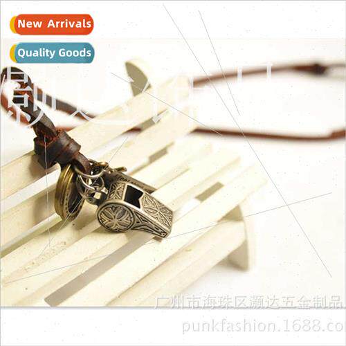 Europe irregular geometric leather cord necklace men women l