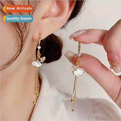 Korealong shell ginkgo leaf tassel ear hooks female niche th