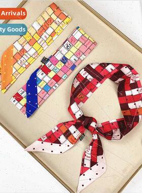 Korean  sweet color blocking plaid temperament neckerchief s