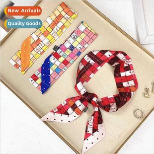 blocking color plaid temperament Korean neckerchief sweet