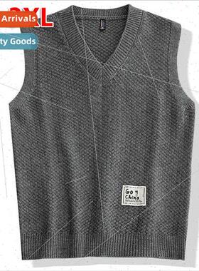 Autumn winter men wool undershirt Middle-aged v-neck vest ka