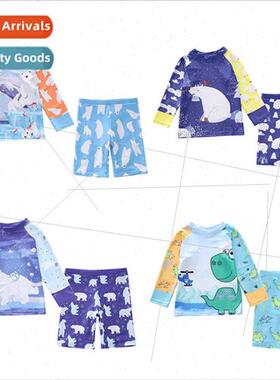 New children swimsus men spl long-sleeved medium-length pant