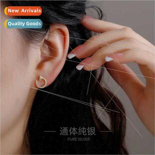 simple delica S925 Korea female small earrings silver circle