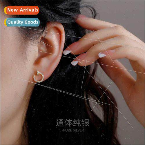 S925 silver Korea simple circle earrings female small delica