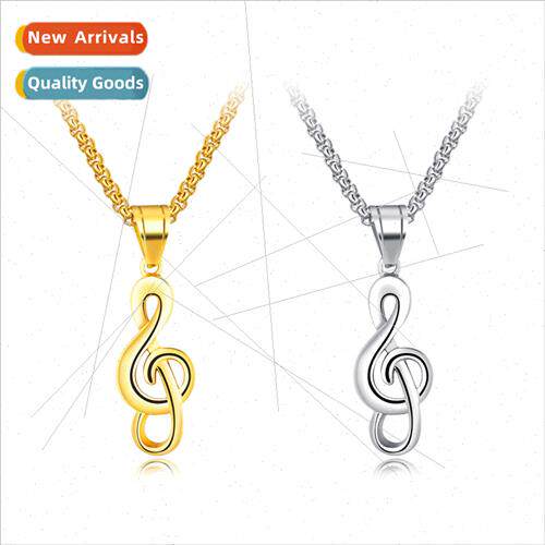 Music Symbol Featured Small s Necklace Tanium Steel Men Hip