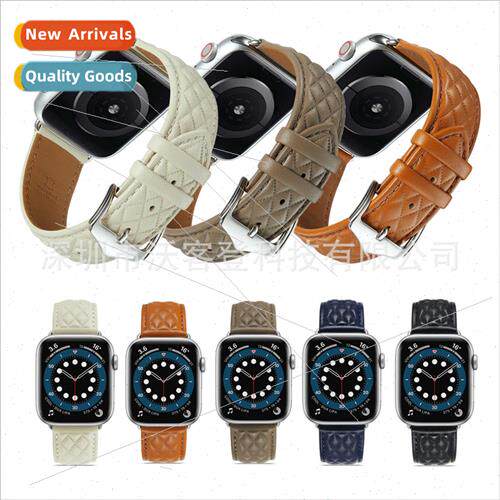 适用Apple diamond grid leather watch bapple watch8/SE/7/6/5/