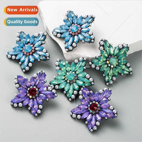 Europe fashion new zirconia earrings pentagram niche sense p