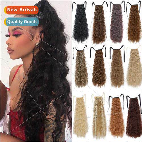 Bow Tie Ponytail Wig Corn Hot Long Curly Hair Chemical Fiber