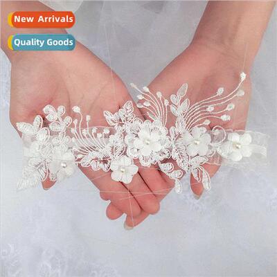 Europe Bridal Lace Garter Whe Elegant Pearl Flower Garter We