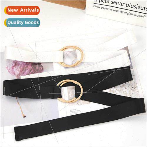 large circle double ring buckle simple solid color canvas be