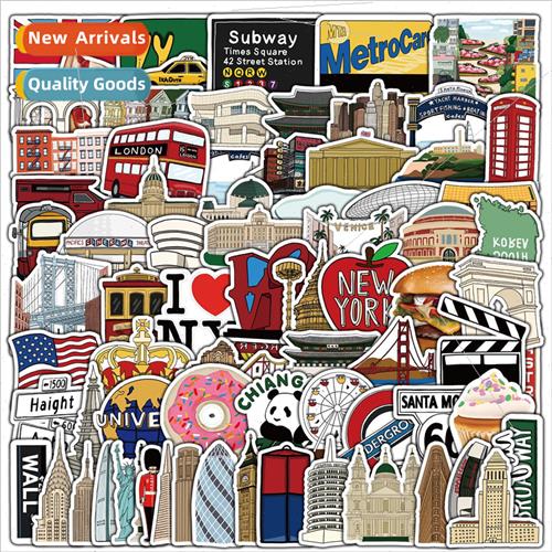 100 world-famous archecture stickers cell phone guar compute