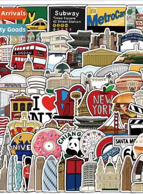 100 world-famous archecture stickers cell phone guar compute