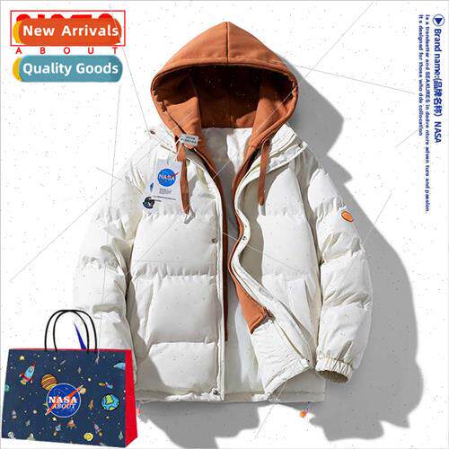 down cotton jacket men fake twoPCS hooded tide thickened war