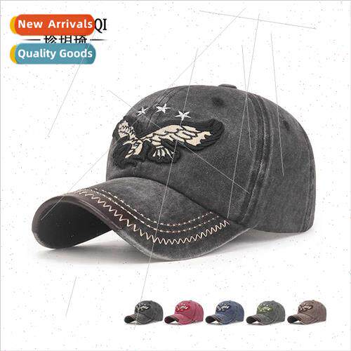 New soft top washed retro curved brim duck tongue cap three-