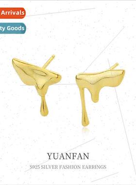 925 silver Lava Irregular Drop Earrings Women Europe Earring