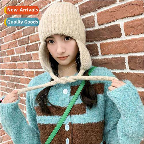 Cute woolen cap female versatile show face small plush knted