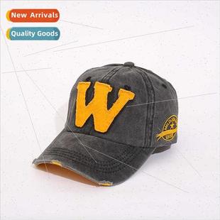 women duck fabric denim men cap baseball letter Korean