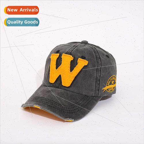 Korean  letter W baseball cap men women denim fabric duck to